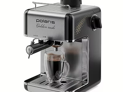 Dolars Golden Rush Black Espresso Machine Making Coffee With Glass Cup 3d model
