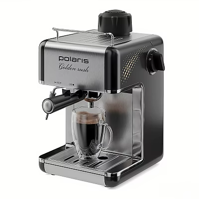 Dolars Golden Rush Black Espresso Machine Making Coffee With Glass Cup 3d model