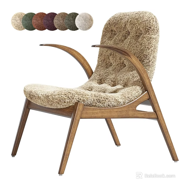 Comfortable Modern Solid Wood Frame Soft Boucle Leisure Armchair With Multiple Fabric Color Choices 3d model 
