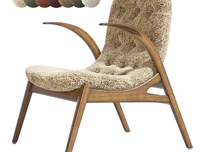 Comfortable Modern Solid Wood Frame Soft Boucle Leisure Armchair With Multiple Fabric Color Choices 3d model