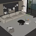 Modern sofa coffee table combination 3d model