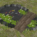 New Chinese Style Landscape Pool Lotus Pool Scene Carp Pool Native Fish Pool Waterscape Ecological Fish Pool Courtyard Waterscape Water Pond Pool 3d model