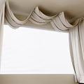 Elegant White Ceiling Drapery Design Above Window With White Blinds 3d model