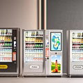 Modern Vending Machines With Assorted Beverages Snacks And Digital Display Screens 3d model