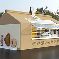 Container Building Transformed Into Retail Space With Transparent Windows And Donut Decorations