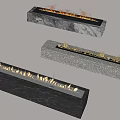 Different Design Modern Fireplaces With Marble Glass Bases And Burning Flames
