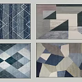 Square Rugs With Various Geometric Patterns And Modern Design Styles 3d model