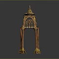 Ornate Vintage Wooden Decorative Table With Gold Accents Carved Legs And Goat Figurines