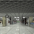 Modern subway entrance subway equipment station hall 3d model