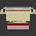 Modern Computer Hardware Component with Red Beige Panel and Gray Module on Square Base