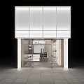 Modern Bubble Tea Shop Interior With Tables Chairs Counter Display Shelves And Menu Screen