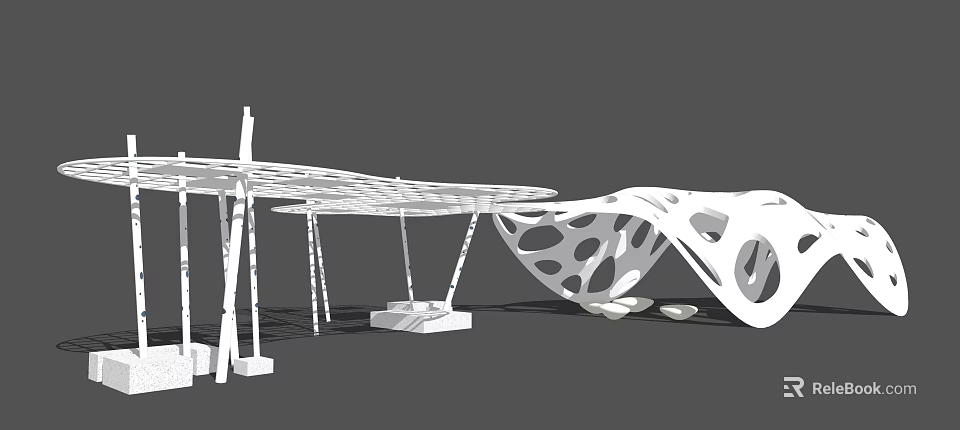 Elegant Modern Pergola Structure With Unique Hollow Design And Support Columns 3d model