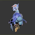 Blue Dragon Game Movie Character With Horns Pink Accents On Cloud Stars Cartoon 3D Model Design