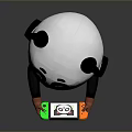 Cute Game Movie Character in Panda Costume with Big Eyes and Black White Outfit