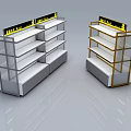 Wine Convenience Retail Display Shelf With Gold Frame White Layers And Storage 3d model