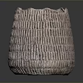 Pink Carved Ceramic Sculpture With Vertical Textured Stripes And Irregular Edge