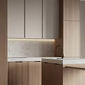 Modern Kitchen Interior Design Featuring Wooden Cabinets Marble Countertop And Sink