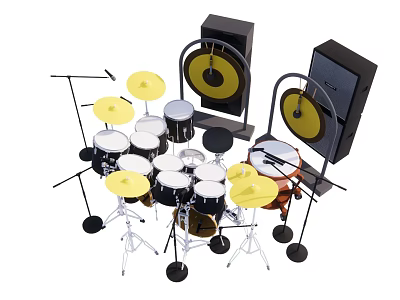 Professional Musical Instruments Full Drum Set With Various Drums Cymbals And Stands 3d model