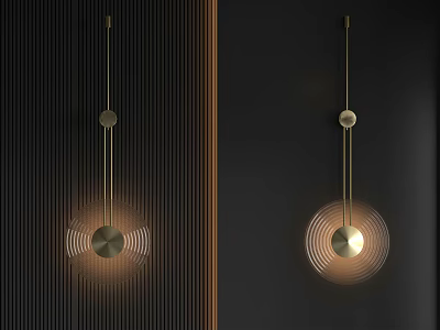 Modern Interior Wall Lamp with Circular Ring Shade and Warm Metallic Glow 3d model