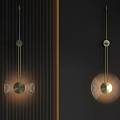 Modern Interior Wall Lamp with Circular Ring Shade and Warm Metallic Glow 3d model