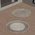 Minimalist Woven Round Rugs In Light Gray And Beige On Wooden Floor
