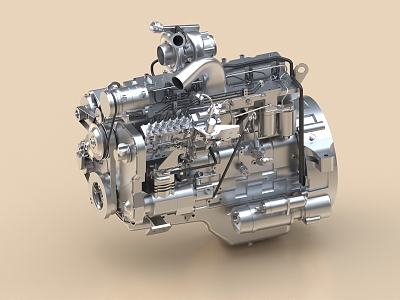 engine internal combustion engine turbocharging industrial equipment aero engine automobile engine 3d model