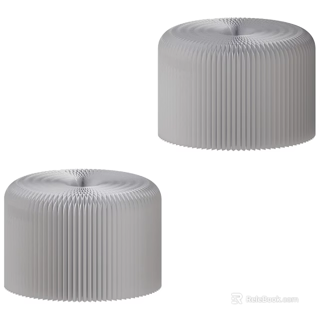 Gray Cylindrical Stools With Modern Pleated Design For Stylish Home Decor 3d model 