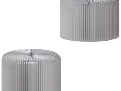Gray Cylindrical Stools With Modern Pleated Design For Stylish Home Decor 3d model