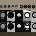 Stackable Modern Washing Machines In Black And White Multiple Models 3d model