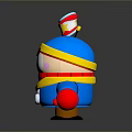 Cartoon Character With Blue Helmet Red Gloves Angry Expression Floating Can And Cotton Object