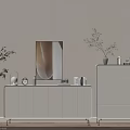 Modern Entryway Cabinet And Sideboard With Green Plant Wall Art And Decor Items