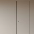 Modern Hinged Door With Light Beige Surface Black Lines And Metal Handle