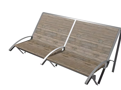 Scenic Park View With Wooden Bench Featuring Metal Frame And Durable Design 3d model