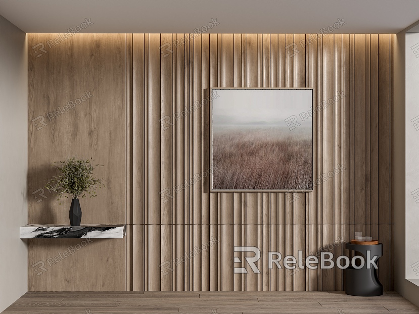 Modern background wall wood veneer wall panel model