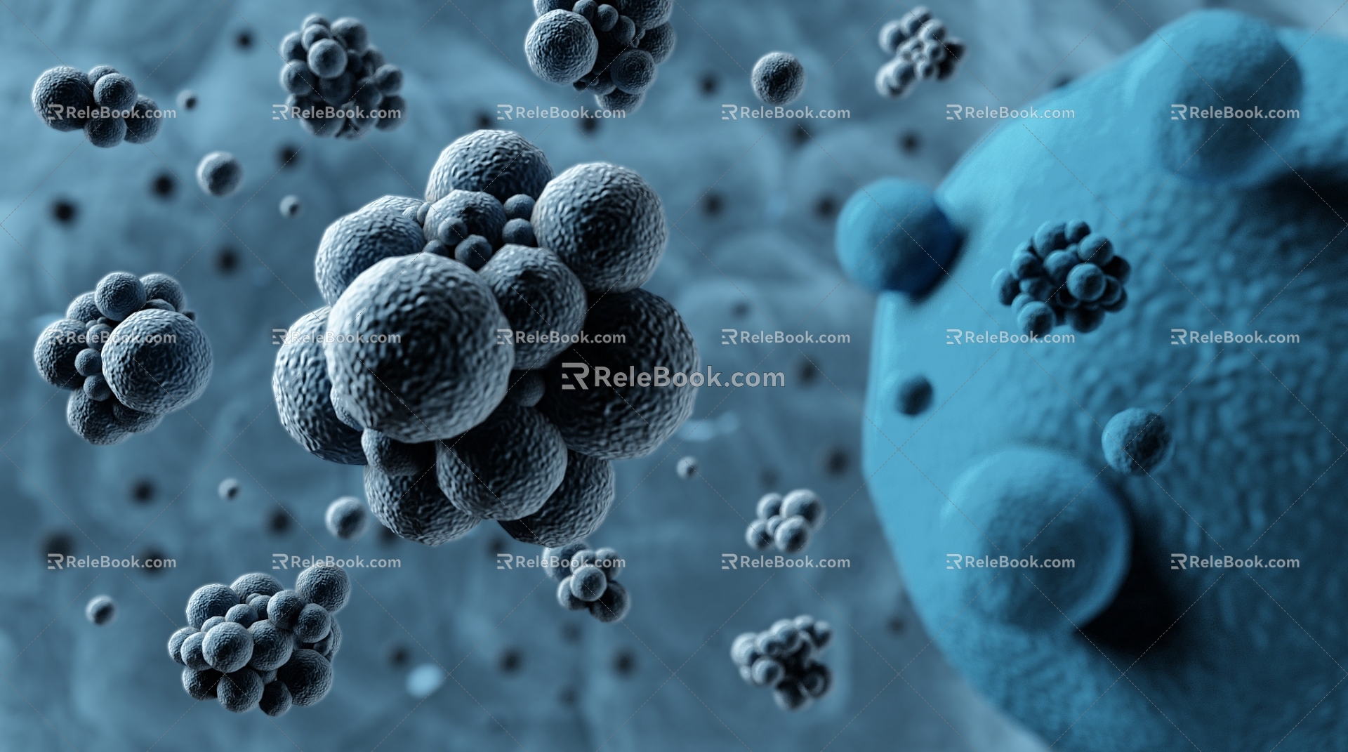 Modern Viruses Bacteria Viral Background 3d model