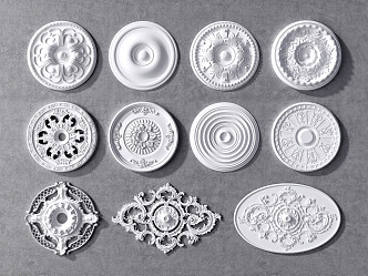 European-style lamp panel gypsum round carved lamp panel 3d model