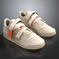 Beige Casual Sneakers With Velcro Straps And Orange Accents For Daily Wear