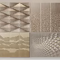 Modern Decorative Background Wall Design With Geometric Patterns Perforated Details And Textured Surfaces 3d model