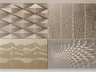 Modern Decorative Background Wall Design With Geometric Patterns Perforated Details And Textured Surfaces 3d model