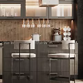 Elegant Modern Kitchen Interior With Stylish Cabinets Marble Island And Lighting 3d model