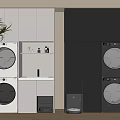 Modern Laundry Room Design With White Dark Gray Cabinets And Appliances