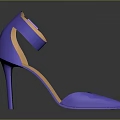 Blue High Heels With Stiletto Heels Ankle Straps And Orange Inner Lining