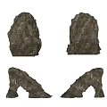 Natural Stone and Wood Decorative Elements with Various Textured Forms in Detailed View