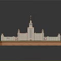 Cartoon Scene 3D Model of Castle with Multiple Towers Spires Green Grass and Red Steps