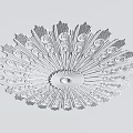 White Ornamental Ceiling Medallion With Intricate Scroll Patterns Radial Design And Central Hole 3d model