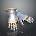 Medieval Knight Gauntlets With Silver Plated Armor And Gold Accents