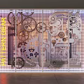 Modern Commercial Equipment Featuring Illuminated Gear Design And Grid Structure