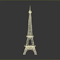 Golden Eiffel Tower Miniature Model With Intricate Design And Black Background Reflection 3d model