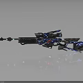 Futuristic Sci Fi Weapon Design With Blue Glowing Accents And Mechanical Structure