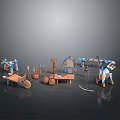Ancient Warfare Gear Collection With Chariot Spears Shield Tent And Tools